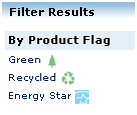 When searching for products, you can also filter for green flags by using the filtering options on the side of your screen.